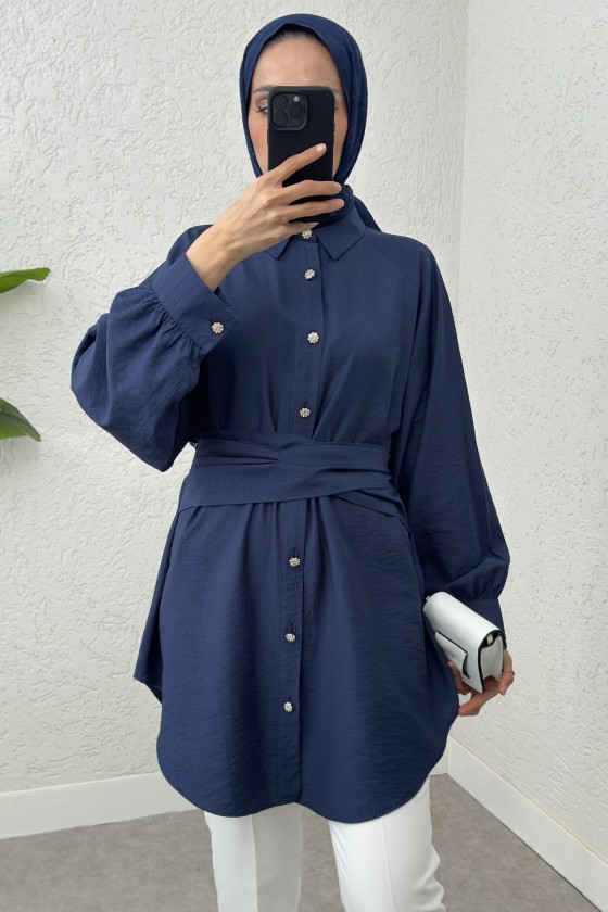 Entegre Kuşaklı Tunik 2217 - LACİVERT