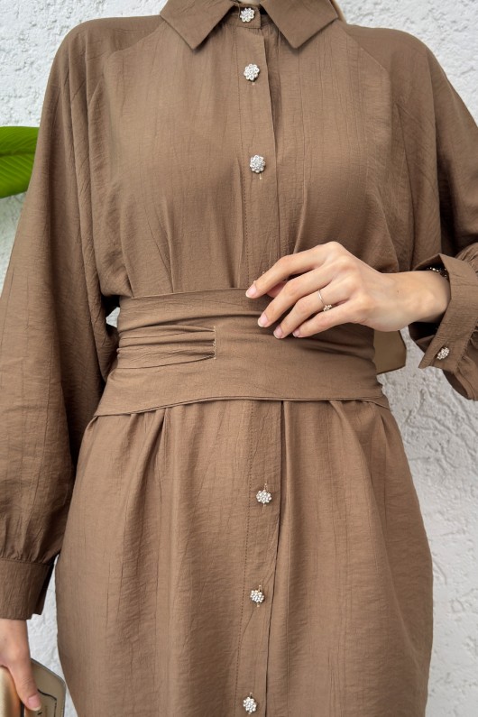 Entegre Kuşaklı Tunik 2217 -VİZON