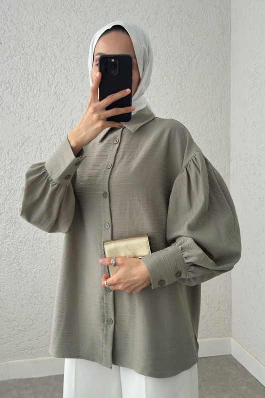 Manşet Düğmeli Gömlek 2218 - FÜME