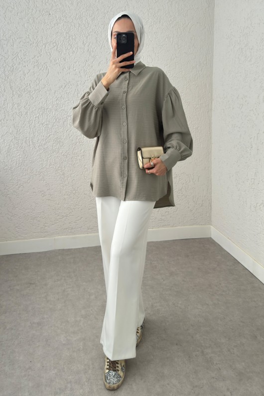 Manşet Düğmeli Gömlek 2218 - FÜME