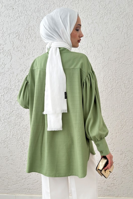 Manşet Düğmeli Gömlek 2218 - MİNT YEŞİLİ