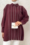 Ara Biyeli Tesettür Gömlek 2219 - BORDO Ara Biyeli Tesettür Gömlek 2219 - BORDO