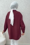 Ara Biyeli Tesettür Gömlek 2219 - BORDO Ara Biyeli Tesettür Gömlek 2219 - BORDO