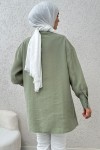 Ara Biyeli Tesettür Gömlek 2219 - MİNT YEŞİLİ