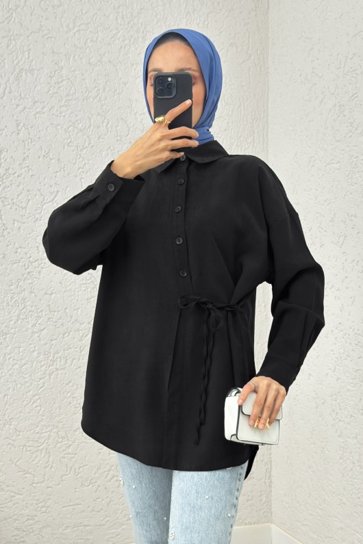Yandan Bağlamalı Gömlek 2220 –SİYAH