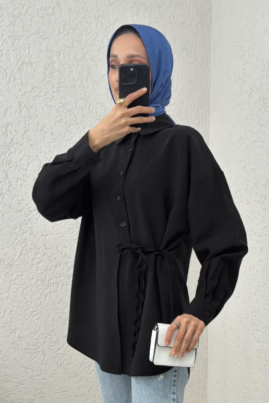 Yandan Bağlamalı Gömlek 2220 –SİYAH