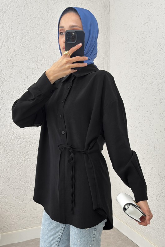 Yandan Bağlamalı Gömlek 2220 –SİYAH