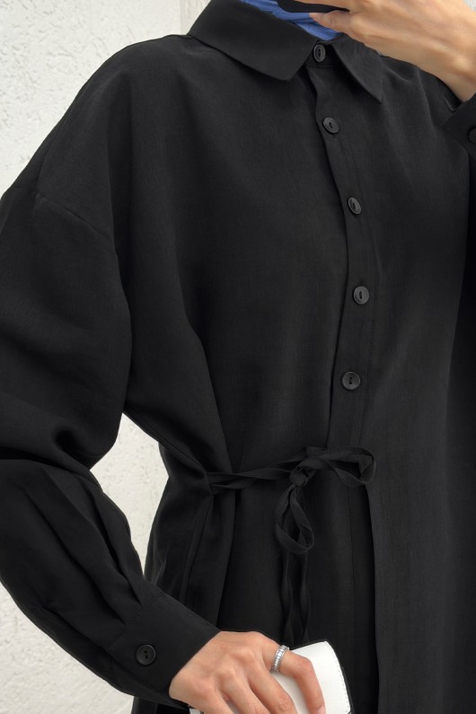 Yandan Bağlamalı Gömlek 2220 –SİYAH