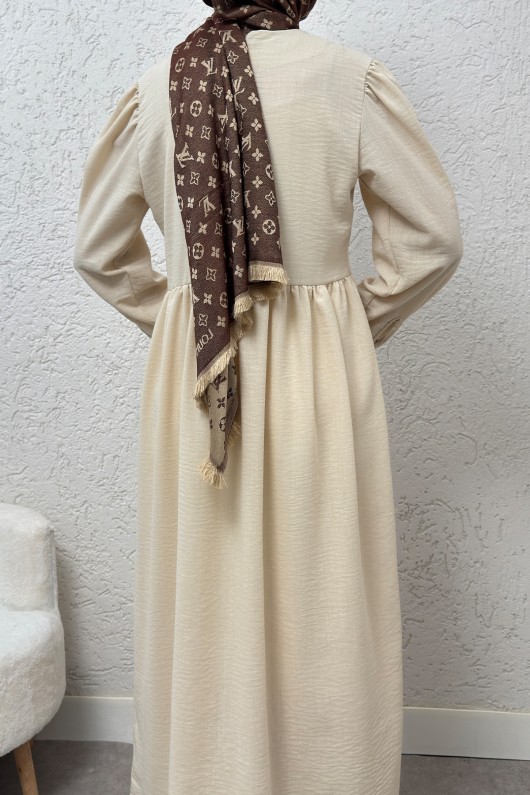 Önü Deri Detaylı Elbise 2221 - TAŞ Önü Deri Detaylı Elbise 2221 - TAŞ