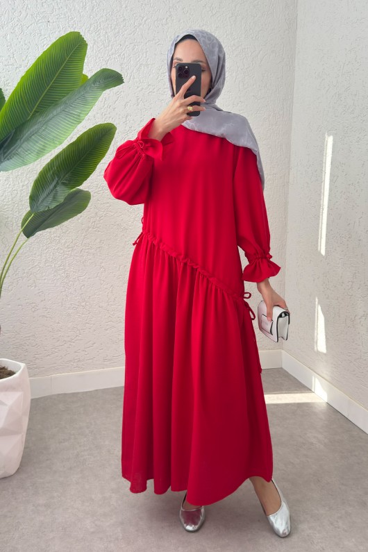 Çapraz Büzgülü Tesettür Elbise 2222 - NAR