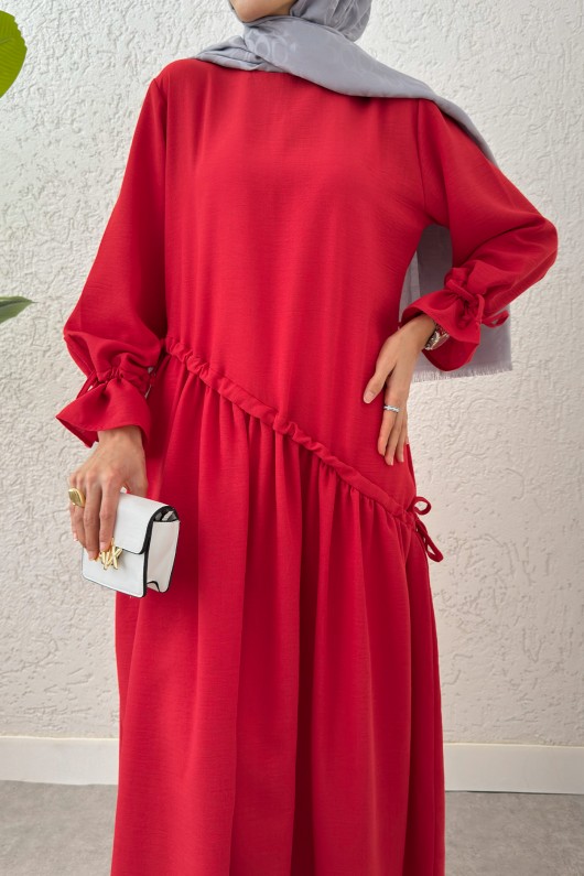 Çapraz Büzgülü Tesettür Elbise 2222 - NAR