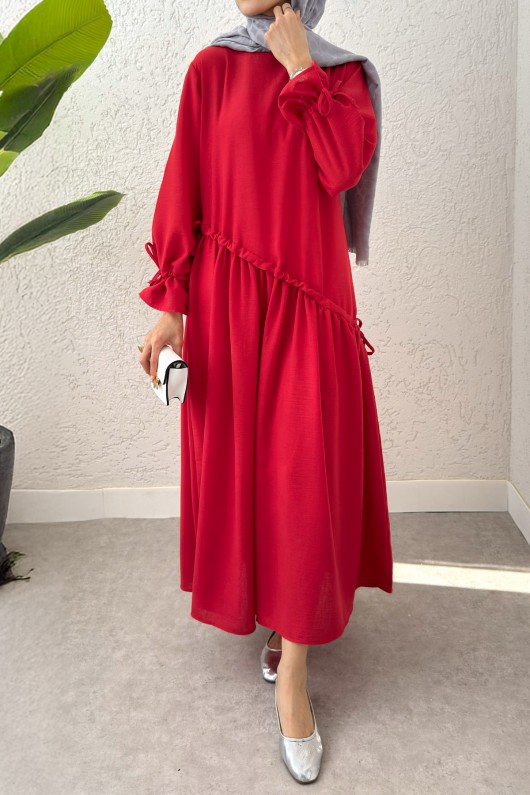 Çapraz Büzgülü Tesettür Elbise 2222 - NAR