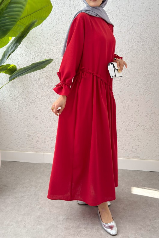 Çapraz Büzgülü Tesettür Elbise 2222 - NAR