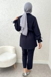 Bel ve Kol Büzgülü Takım 2223 - LACİVERT
