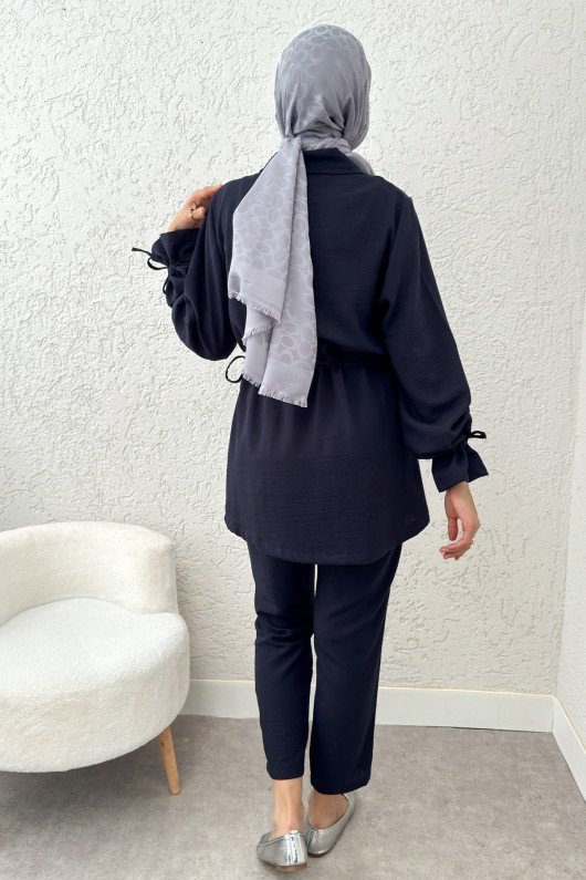 Bel ve Kol Büzgülü Takım 2223 - LACİVERT
