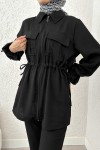Bel ve Kol Büzgülü Takım 2223 - SİYAH