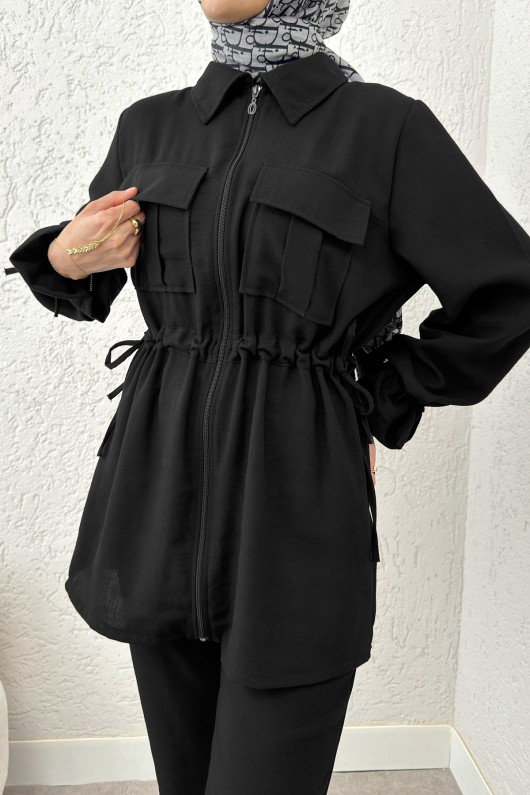 Bel ve Kol Büzgülü Takım 2223 - SİYAH