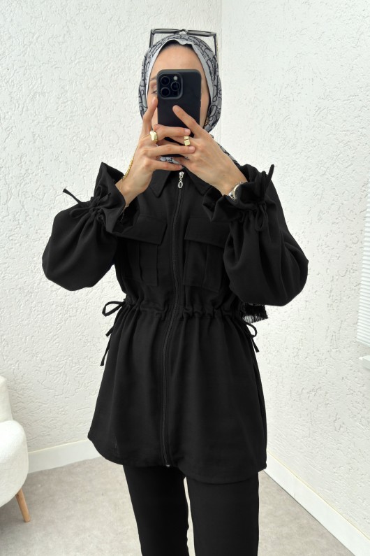 Bel ve Kol Büzgülü Takım 2223 - SİYAH