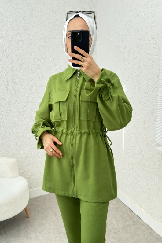 Bel ve Kol Büzgülü Takım 2223 - FISTIK YEŞİLİ