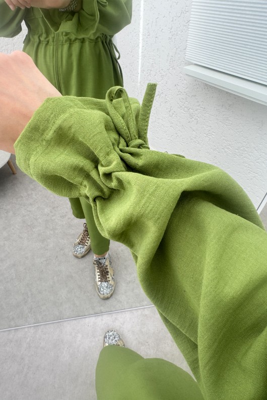 Bel ve Kol Büzgülü Takım 2223 - FISTIK YEŞİLİ