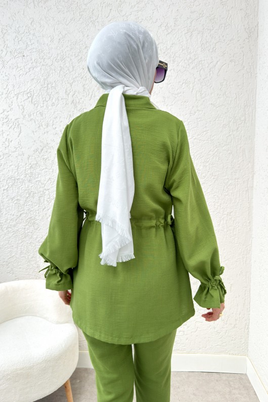 Bel ve Kol Büzgülü Takım 2223 - FISTIK YEŞİLİ