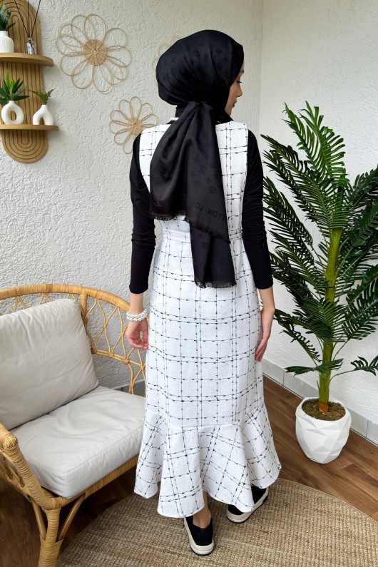 22249 Volanlı Şanel Jile - BEYAZ