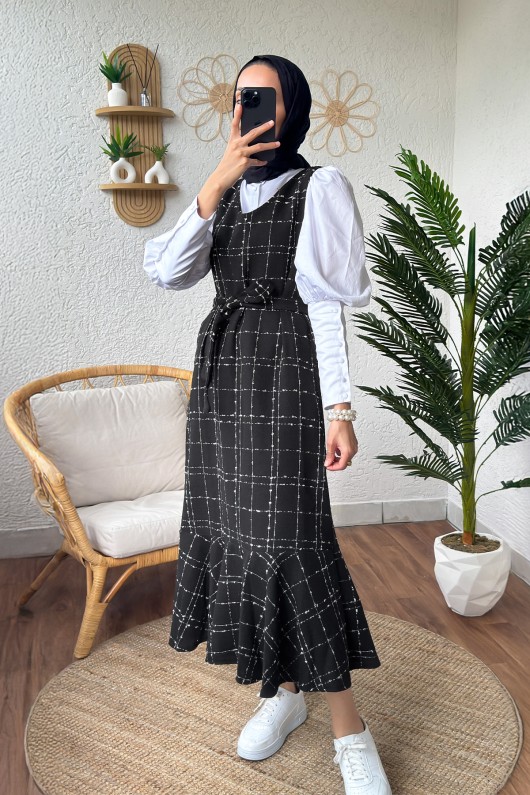 22249 Volanlı Şanel Jile - SİYAH