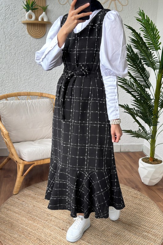 22249 Volanlı Şanel Jile - SİYAH