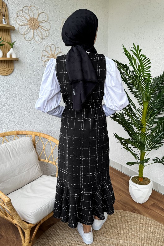 22249 Volanlı Şanel Jile - SİYAH