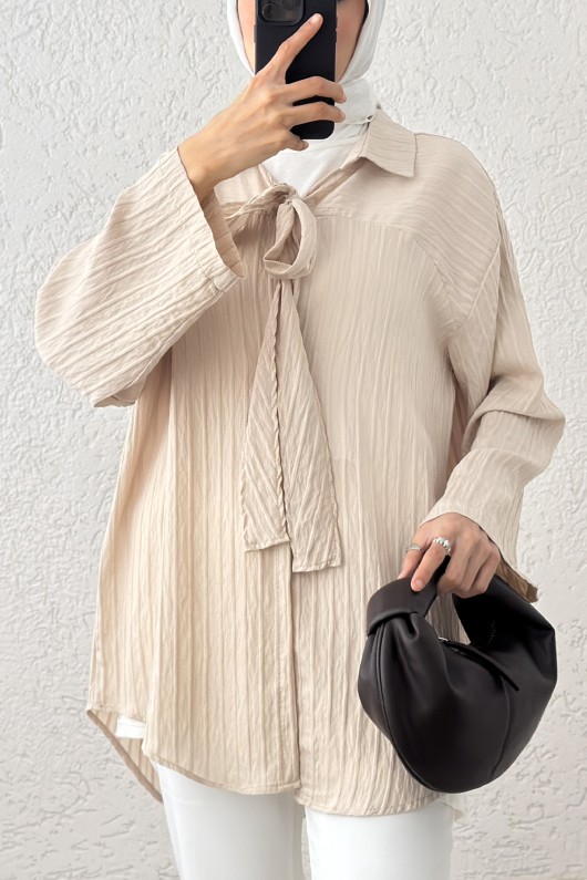 Fiyonk Bağlamalı Kimono 2225 - BEJ