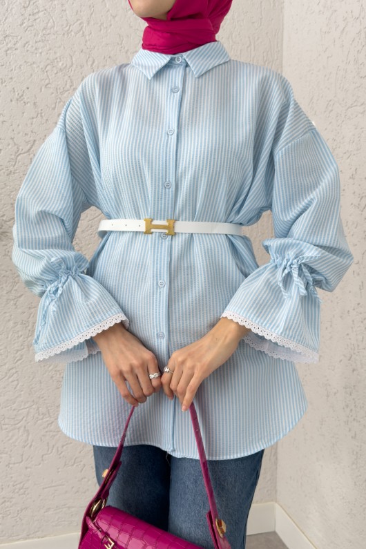 Kolu Fisto Nakışlı Gömlek 2226 - BEBE MAVİSİ