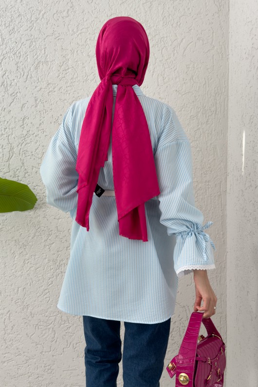 Kolu Fisto Nakışlı Gömlek 2226 - BEBE MAVİSİ