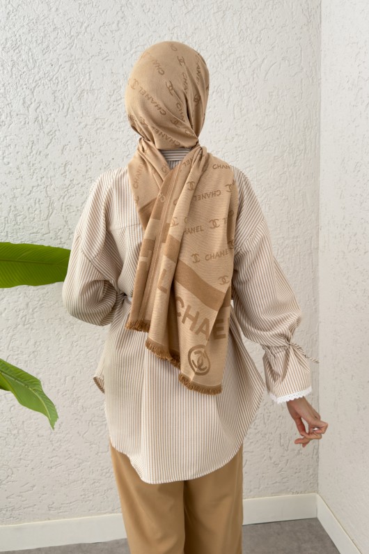 Kolu Fisto Nakışlı Gömlek 2226 - BEJ