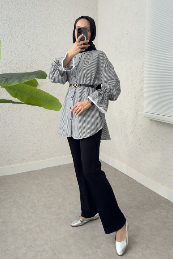 Kolu Fisto Nakışlı Gömlek 2226 - SİYAH Kolu Fisto Nakışlı Gömlek 2226 - SİYAH