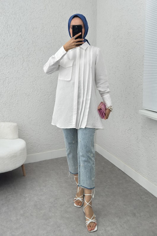 Tek Cepli Gömlek 2230 - BEYAZ