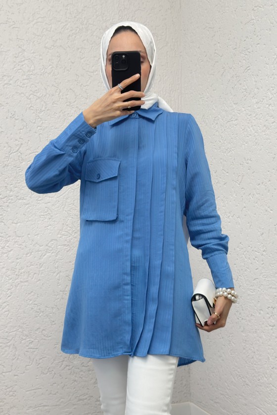 Tek Cepli Gömlek 2230 - MAVİ