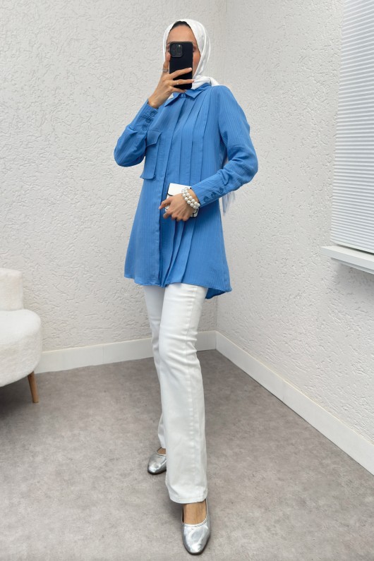 Tek Cepli Gömlek 2230 - MAVİ Tek Cepli Gömlek 2230 - MAVİ