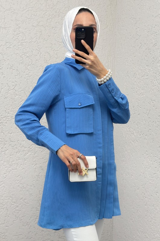 Tek Cepli Gömlek 2230 - MAVİ Tek Cepli Gömlek 2230 - MAVİ