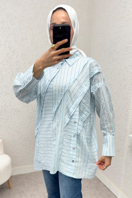 Çapraz Düğmeli Tunik 2231 - BEBE MAVİSİ