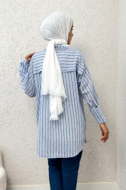 Çapraz Düğmeli Tunik 2231 - MAVİ