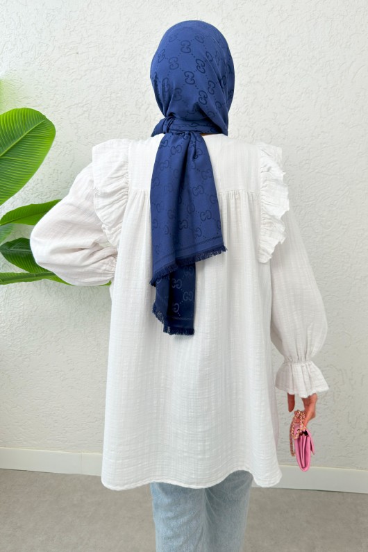 Omuz Fırfır Detaylı Tunik 2232 - BEYAZ