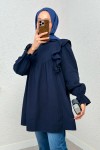 Omuz Fırfır Detaylı Tunik 2232 - LACİVERT