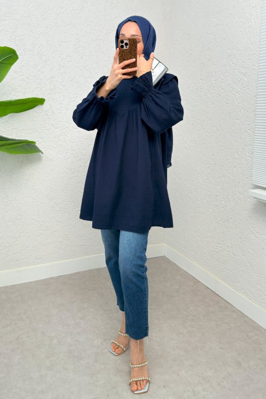 Omuz Fırfır Detaylı Tunik 2232 - LACİVERT