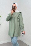 Omuz Fırfır Detaylı Tunik 2232 - MİNT YEŞİLİ
