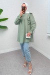 Omuz Fırfır Detaylı Tunik 2232 - MİNT YEŞİLİ