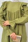 Omuz Fırfır Detaylı Tunik 2232 - YEŞİL Omuz Fırfır Detaylı Tunik 2232 - YEŞİL