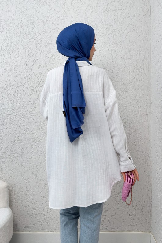 Kuğu Nakışlı Tunik 2233 - BEYAZ