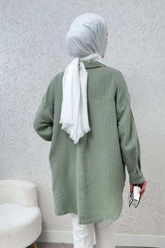 Kuğu Nakışlı Tunik 2233 - MİNT YEŞİLİ