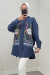Kuğu Nakışlı Tunik 2233 - LACİVERT
