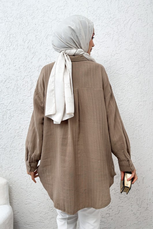 Kuğu Nakışlı Tunik 2233 - VİZON Kuğu Nakışlı Tunik 2233 - VİZON